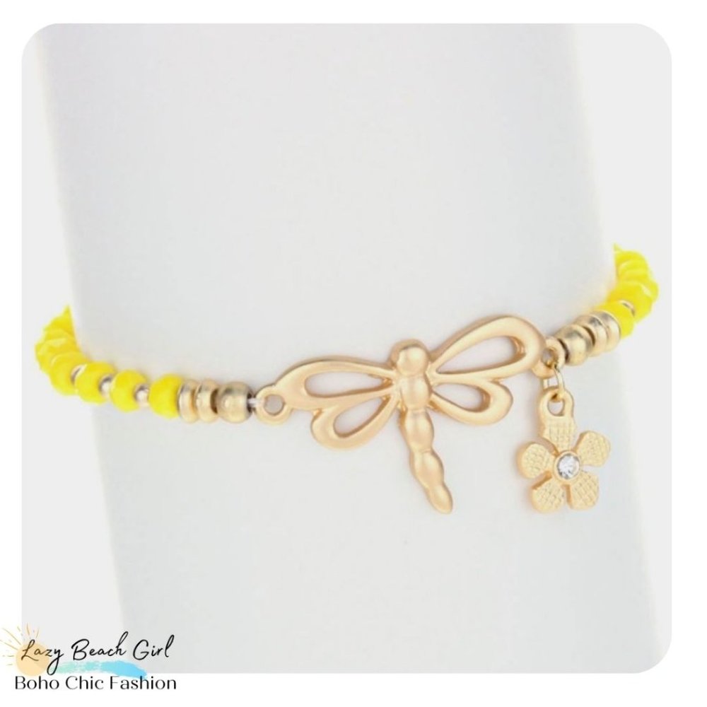 DRAGONFLY  FLOWER BRACELET